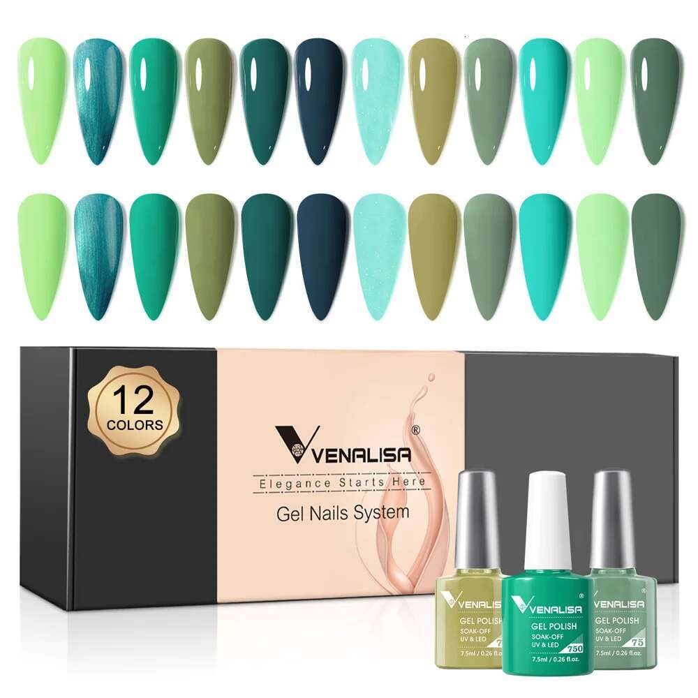 12pcs/kit Rubber Base Coat Jelly Semi Permanent Venalisa Gel Nail Polish Gorgeous Color Soak Off UV LED Branded Box VIP Gift