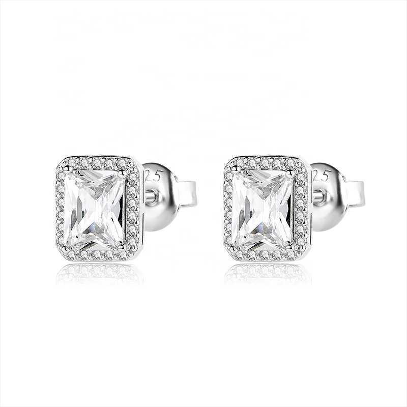 dainty 925 sterling silver zircon color stone stud earrings