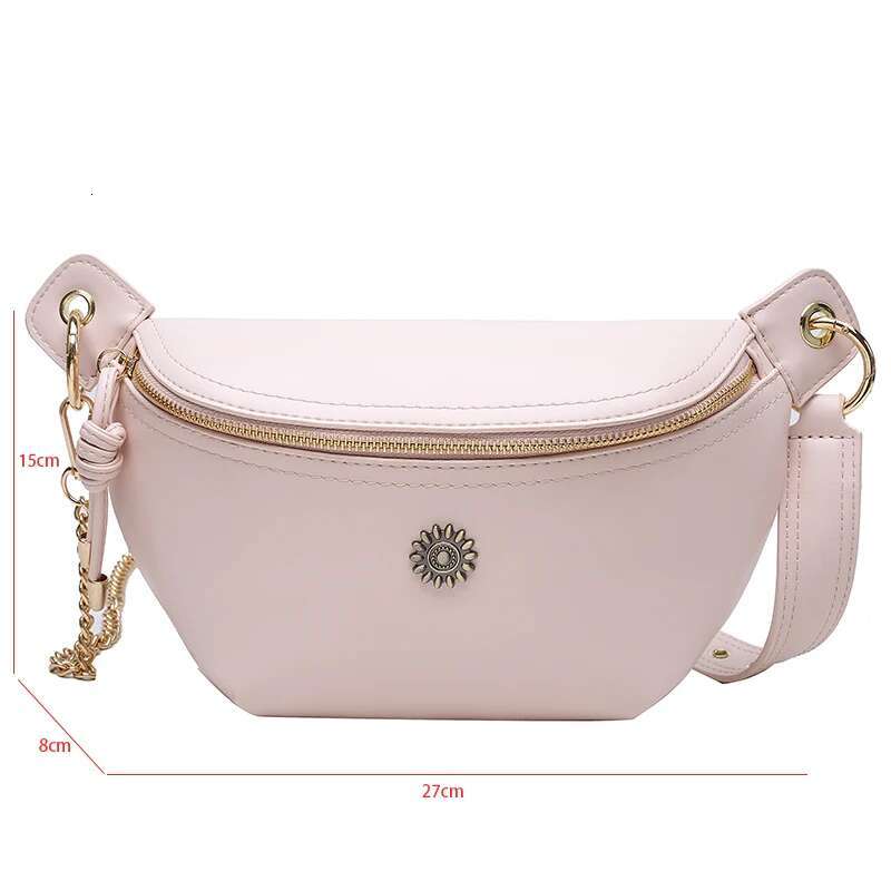 Chain For Women Sier Fanny Quality PU Leather Saddle Crossbody Chest Female Waist Pack Banana Hip Bag Purse
