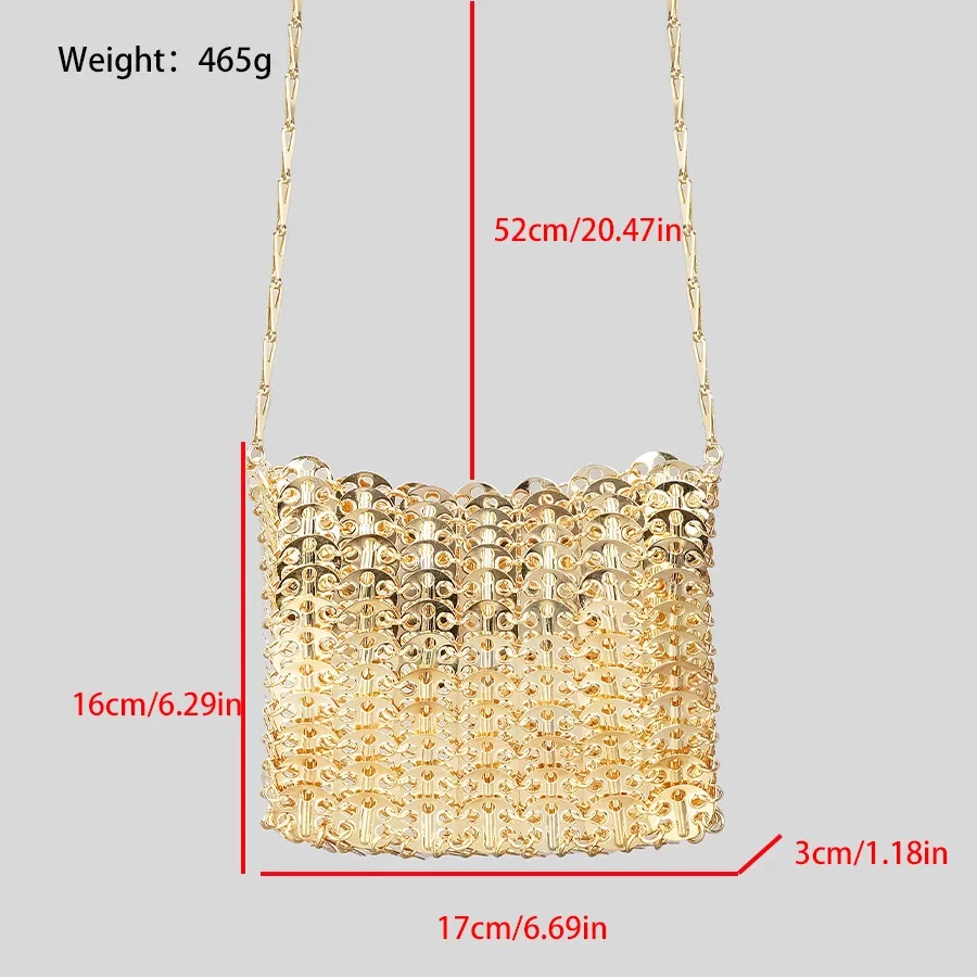 Elegant Ladies' Sequin Shoulder Bag - Designer Metal Beaded Crossbody Purse Ideal for Evenings