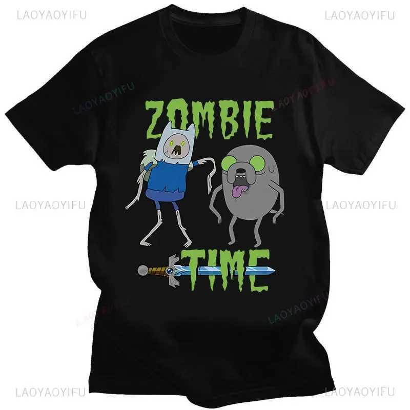 Zombie Time Adventure Tshirt for Man and Woman Funny Cartoon Cotton Printing T-Shirt Fashion Streetwear Short-sleev Unisex Tees X250113