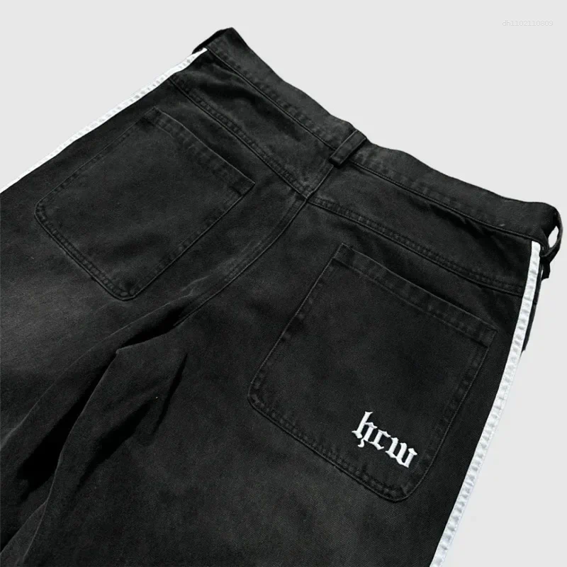 Men's Jeans Y2K Baggy High Quality Embroidered Striped Harajuku Sweatpants Hip Hop Unisex Casual Wide Leg Denim Pants Streetwear