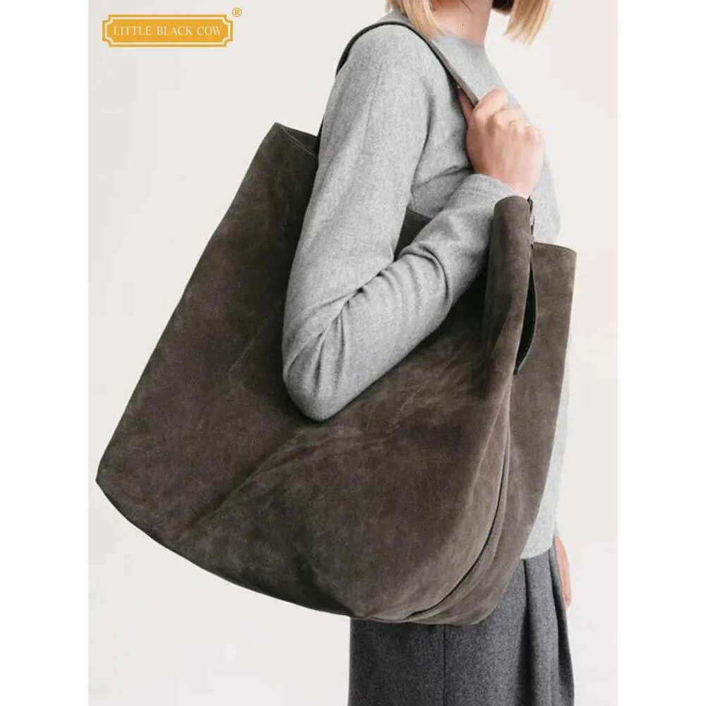 Women Vintage Large Capacity Design Cowskin Genuine Leather Singe Shoulder Bag Haruku Casual Totes Handbag Ladies Bucket Bags
