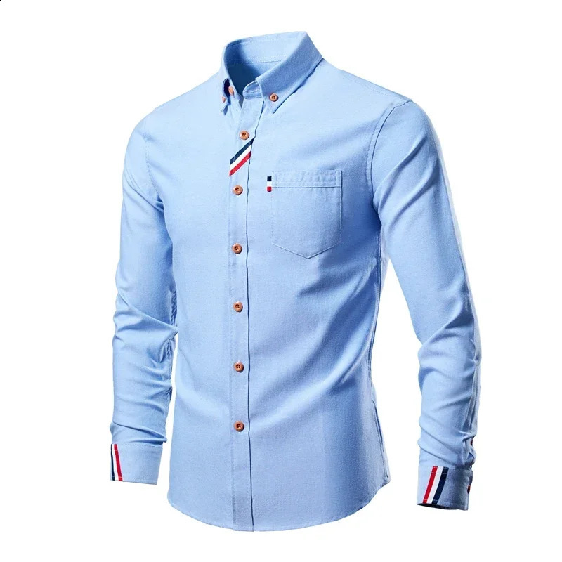 Mens White Shirts Long Sleeve Korean Fashion Contrasting Stripe Chemise Mariage Homme for Men Business Dress Shirt 250108