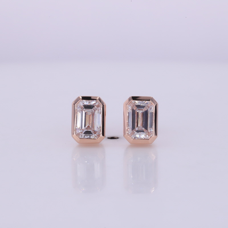Starsgem 4x6mm loose emerald cut lab grown moissanite dias 9k/10k/14k/ bezel earrings stud Eemerald Cut