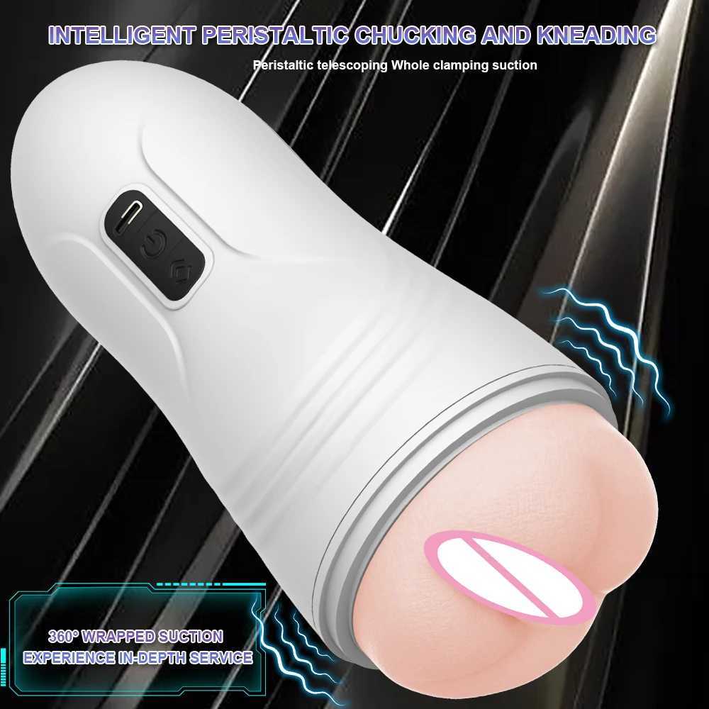 Automatic Masturbator Blowjob Vibration Male Pocket Pussy Real Vagina Mane Penis Oral Masturbation Cup Adult Sex Toy for MenXJ250113