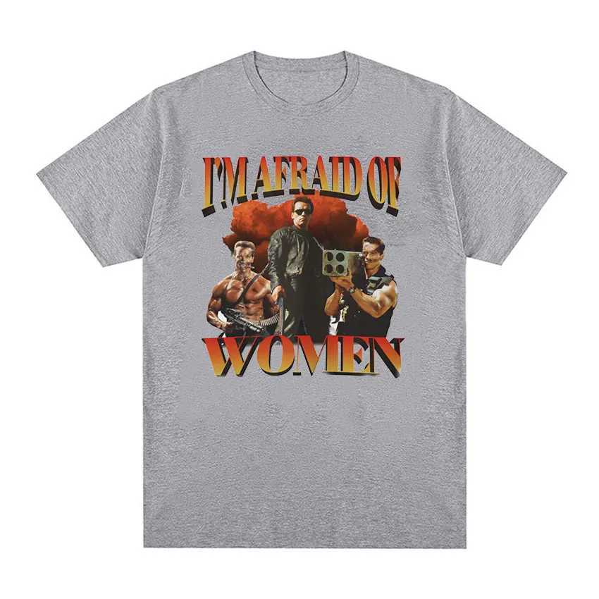 Im Afraid of Women Gym Retro Graphic T Shirt Mens Gothic Fashion Short Sleeve T-shirts Men Clothing Oversized Cotton T-shirt X250113