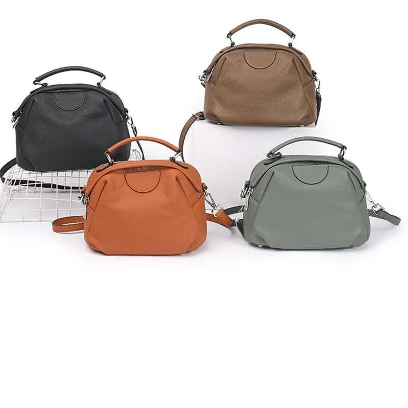 Casual Genuine Tote Women Small Real Cow Leather Handbag Solid Pattern Shoulder Or Crossbody Bag