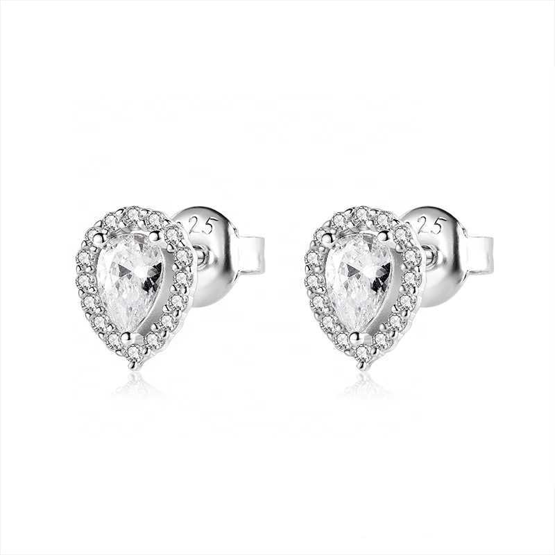 dainty 925 sterling silver zircon color stone stud earrings