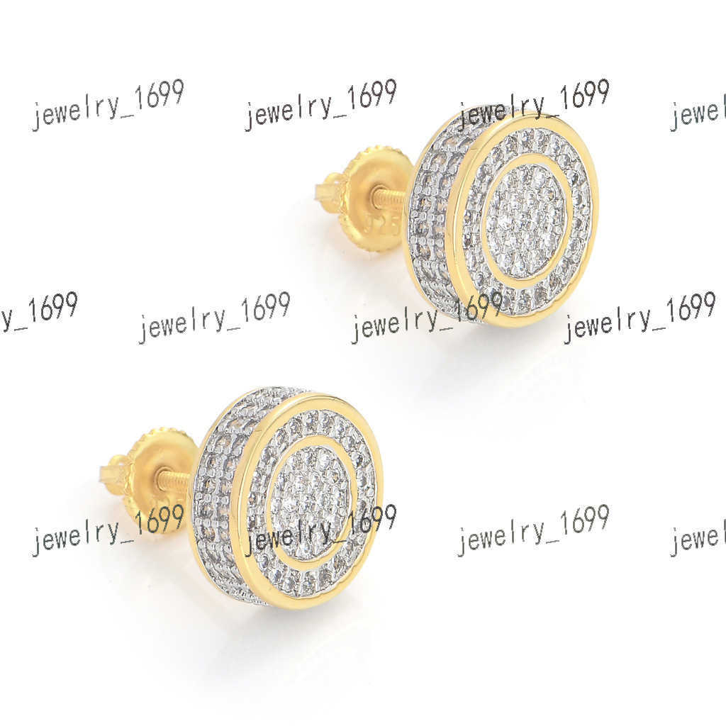BES high quality Hip Hop 925 Sterling Silver Zircon Round diamond Mens Stud Earrings Jewelry