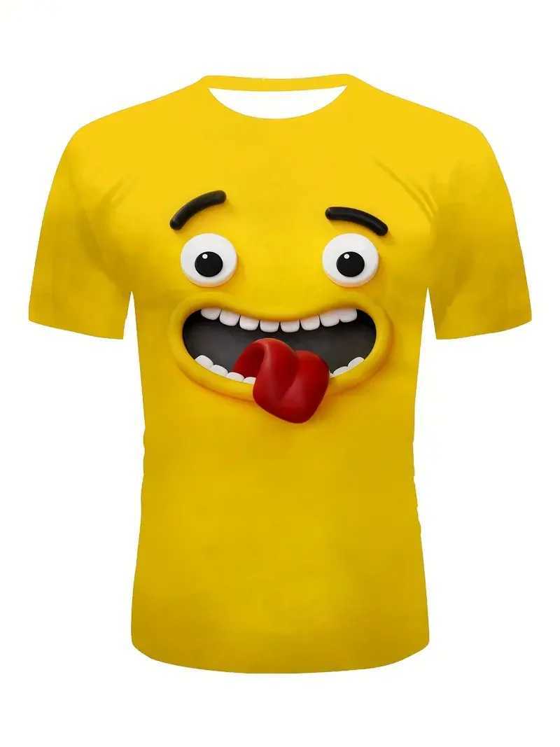 Mens T Shirt 3D Face Print Funny Y2k Casual Short Sleeve O Neck Loose Tee Top Streetwear Pullover Outdoor Oversized Clothing X250113