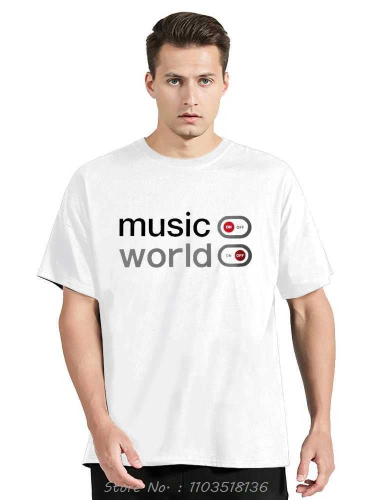 Mens Music World Printed T-Shirt 100% Cotton Oversized Classic Funny Graphic Tees for Men Women Summer Tops X250113