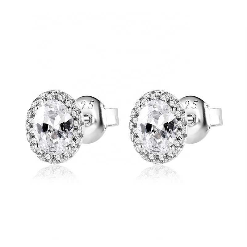 dainty 925 sterling silver zircon color stone stud earrings