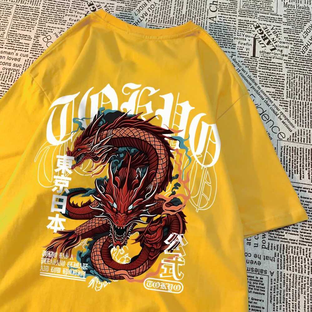 Japanese Style Tokyo Devil Dragont-Shirts Men Pattern Cotton T-Shirt Vintage Loose Clothing Personality Summer Tshirt Women X25011315