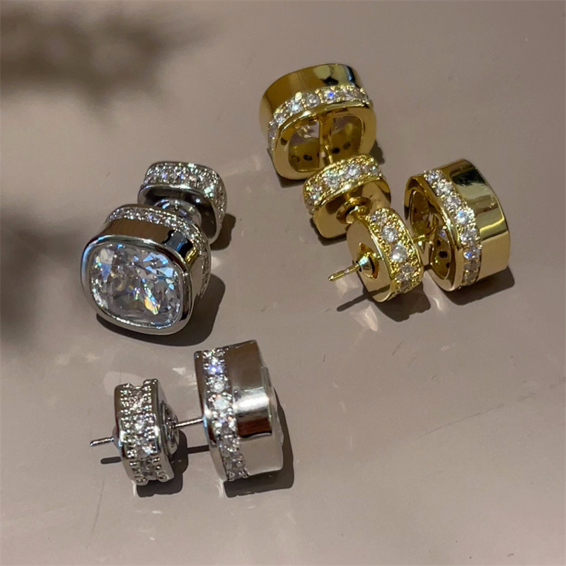 Choucong Handmade Stud Earrings Luxury Jewelry 925 Sterling Silver Gold Fill 5A Cubic Zircon CZ Diamond Gemstones Elegant Party Women Square Earring G