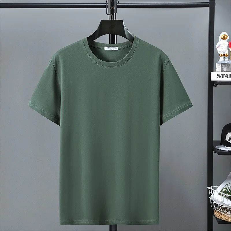 10XL 12XL Plus Size Tshirt Summer Cotton T Shirt Men Short Sleeve Casual Tops Tees Male Solid Color Crewneck 250113