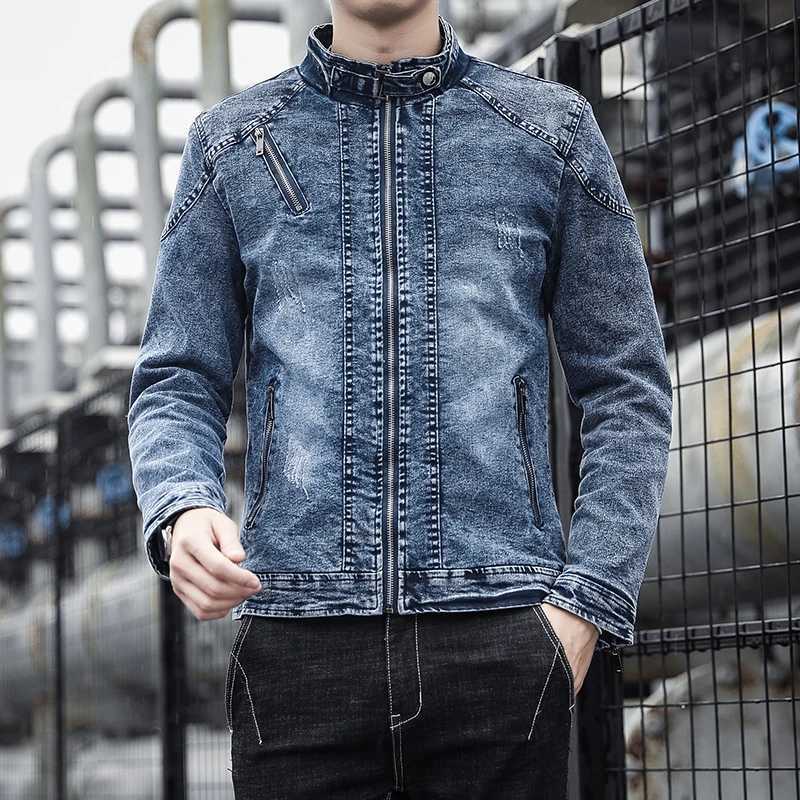New mens denim jacket classic retro trendy street handsome lapel denim jacket high street fashion versatile mens clothing X250113