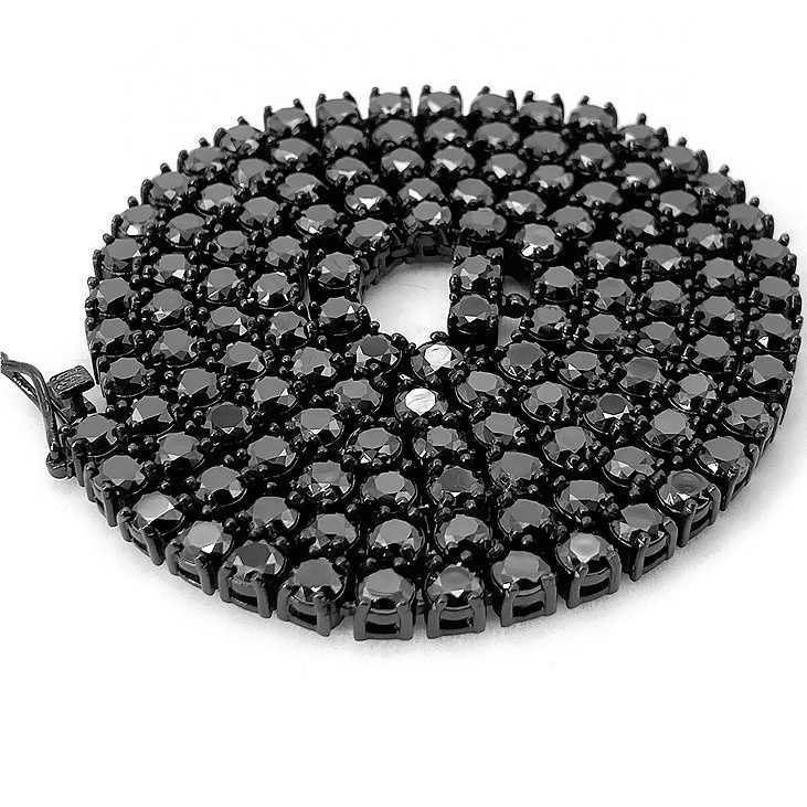 4mm black diamond body chain sterling silver 925 vvs black moissanite tennis chain