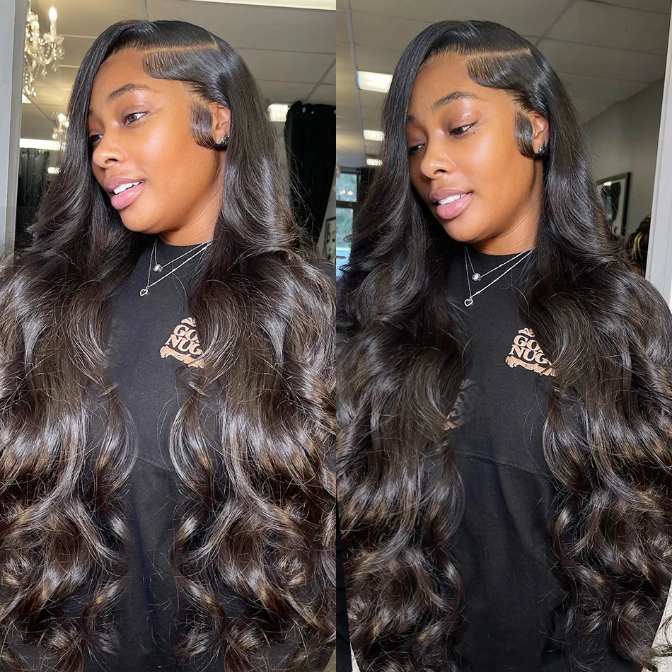 180Density 13*4Lace Front Body Wave Wig Black 36Inch glueless preplucked Wigs For Black Women High Quality Heat Resistant Fiber Look Like Human Hair