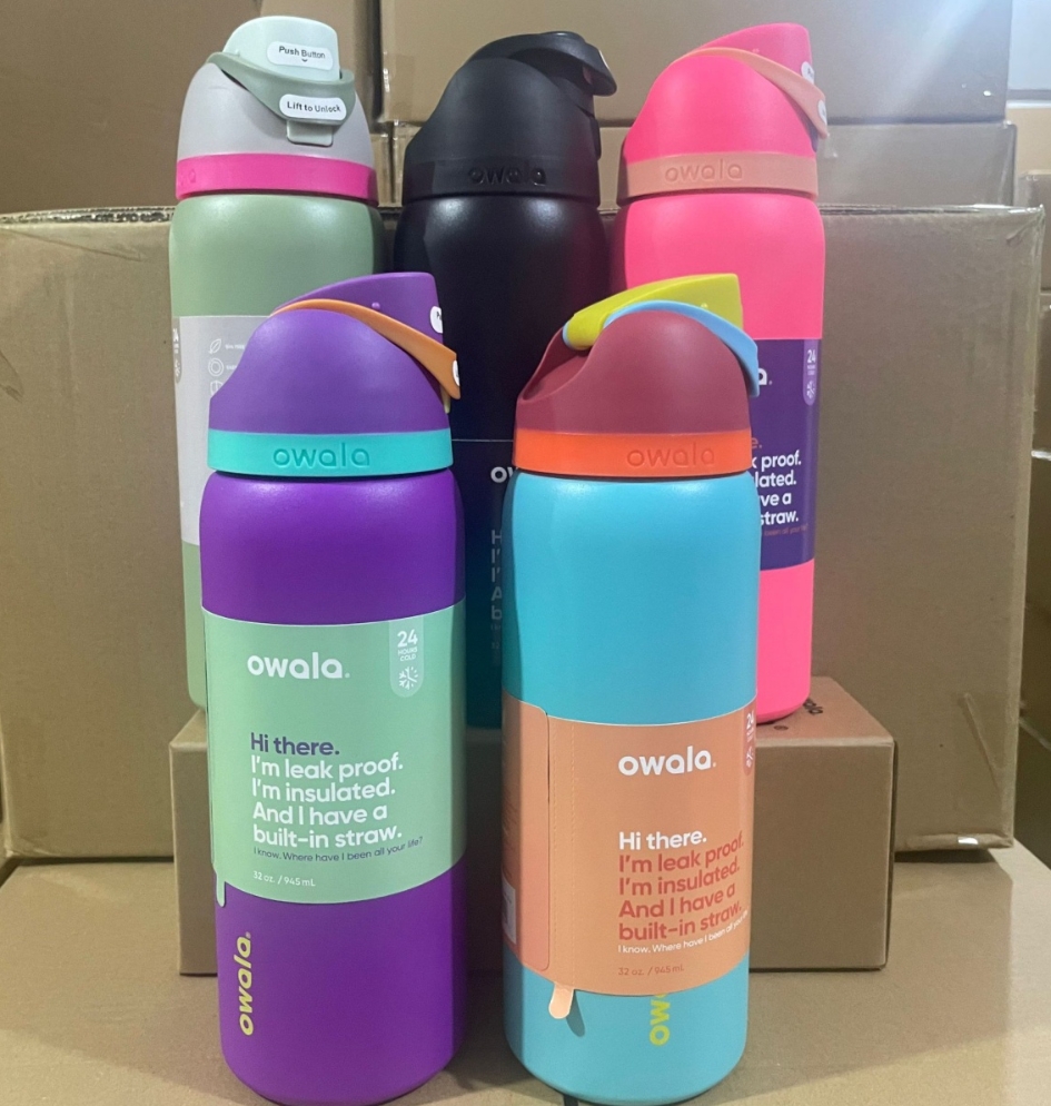 Owala DHL Freesip Insulated Stainless Steel Tumblers With Straw For Travel Mugs School Sports Water Bottles 24Oz 32Oz 0113