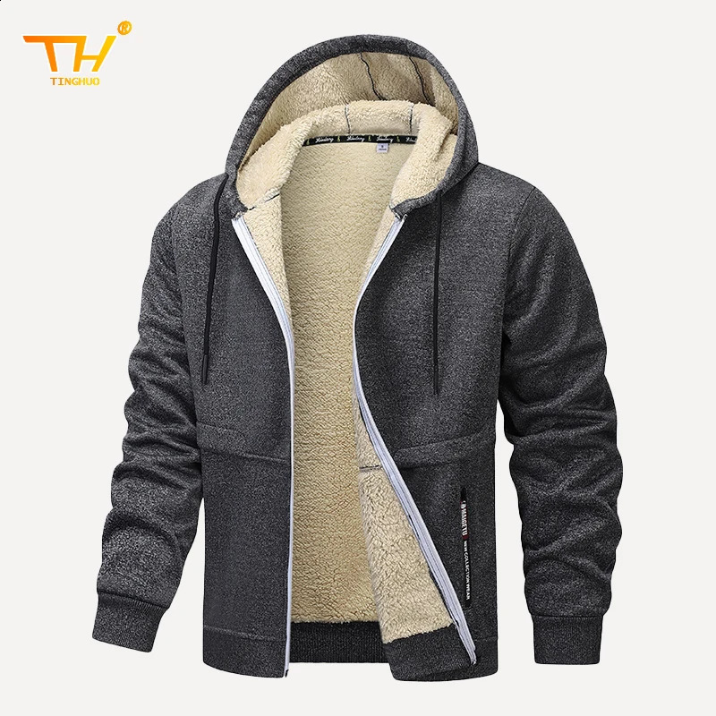 TINGHUO Sweater men hooded cardigan hoodies mens Fleece Zipper coats Men autumn winter 250113