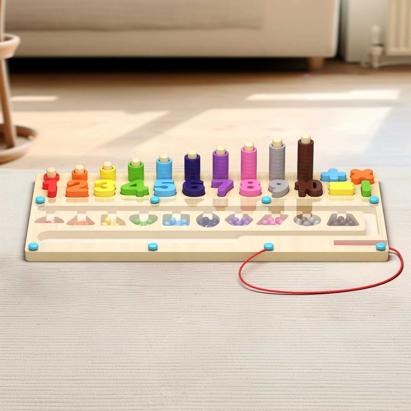 Wooden Magnet Board Puzzles Kids Toy Fine Motor Skills Bead Maze Toy Montessori Toys Magnetic Color and Number Maze Boys Girls X250113