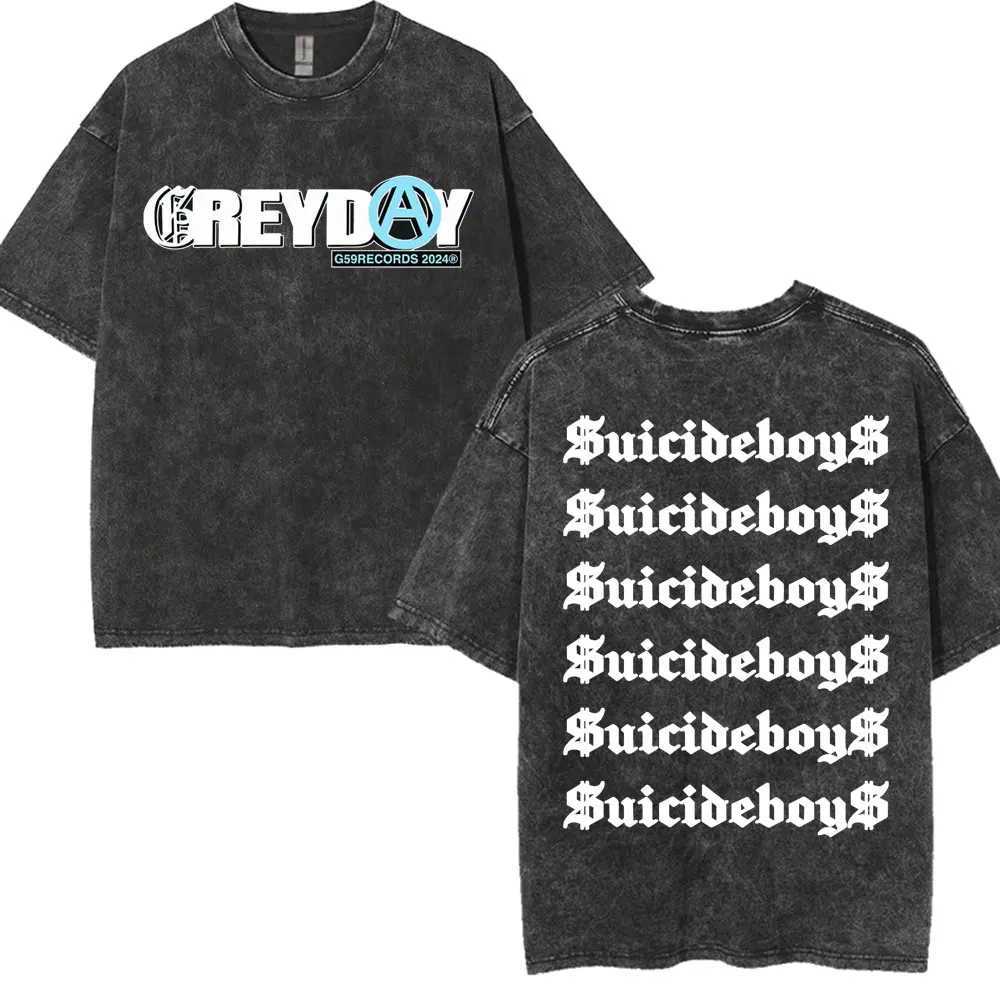 Vintage Washed Suicideboys G59 T Shirt I Want To Die in New Orleans Ruby Da Cherry T-shirts Men Women Harajuku Oversized T-shirt X250113