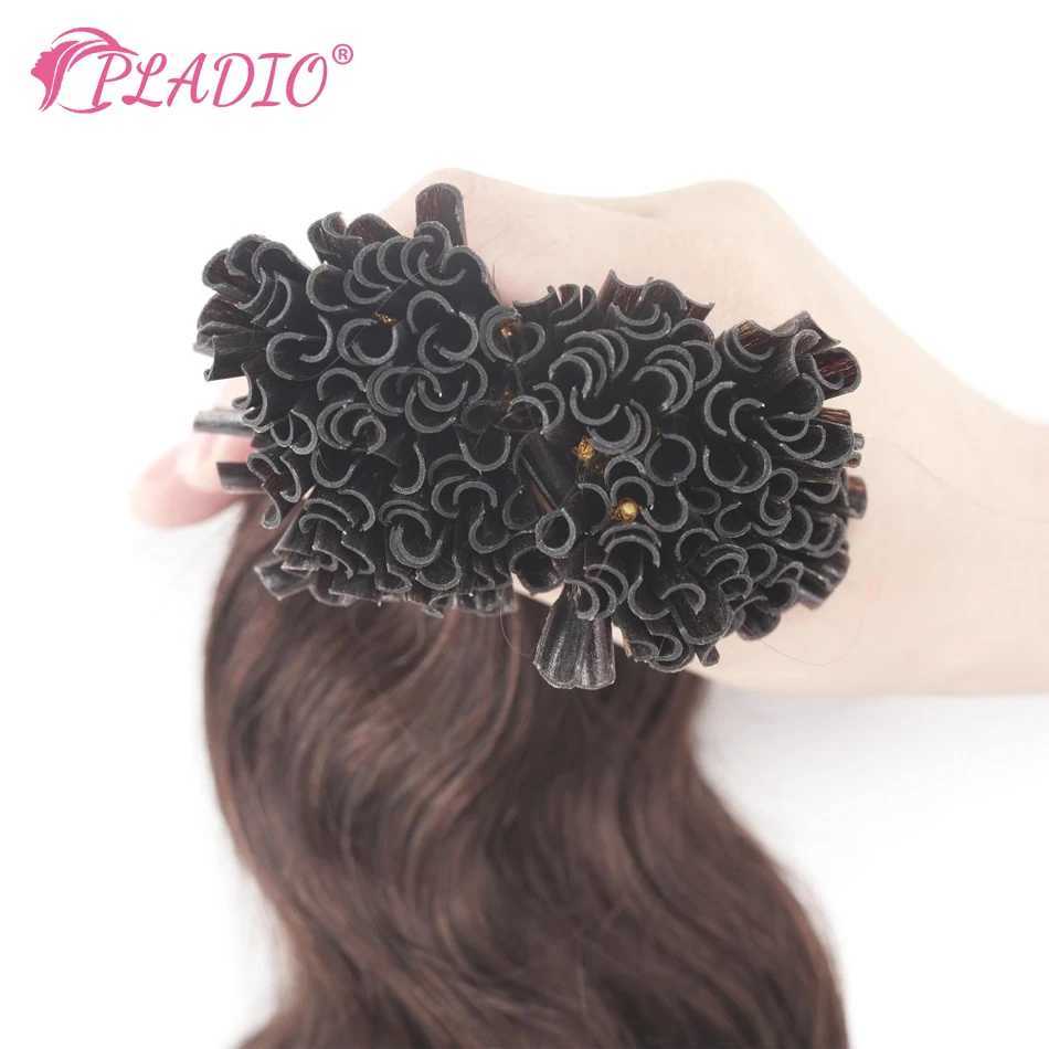Pladio Body Wave U Tip Hair Extension 00% True Remy Human Hair 2-26 inches Pre Adhesive Keratin Hair Extension for Salon Supply W250113