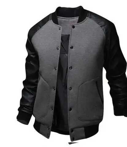 Cool College Baseball Jacket Men 2017 Fashion Design Black Pu Leather Sleeve Mens Slim Fit Varsity Jacket Brand Veste Homme X250113
