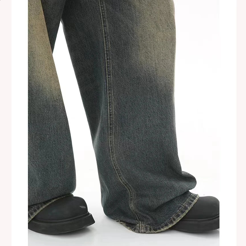 Autumn jeans Mens Denim Pants Old Blue Washed Male Jeans Straight Casual Menwear Loose Wide Leg Trousers 2024 Fashion 250110