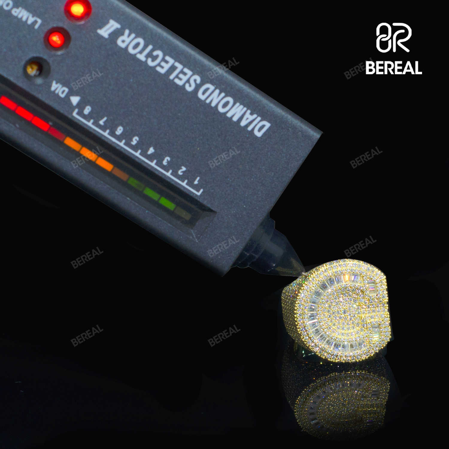 Wholesale Vvs Moissanite Hip Hop Letter Ring Iced Out Baguette Cut Gold Plated 925 Silver Fine Jewelry Rings For Men Women