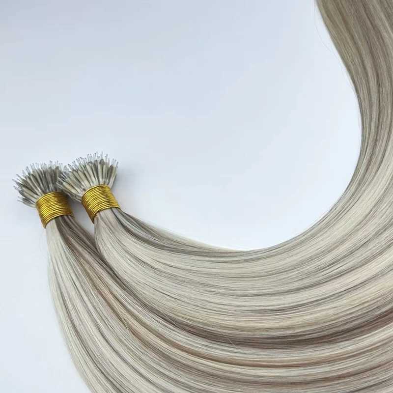 P30A/00 Remy hair nanoring tip microbeads Remy natural European human hair extension highlights 6-28 inches g/strand W250113