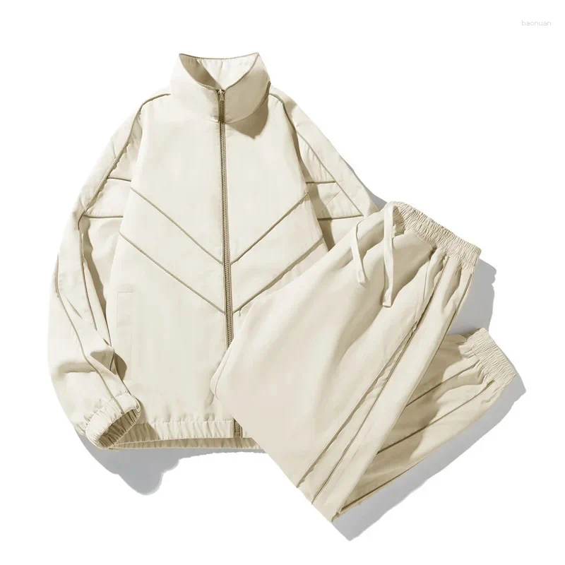 Men's Tracksuits 2025 Autumn Casual Fashion Suit Trendy Brand Hong Kong Style Loose Fit Plus Size 2-Piece Set Sports Wear