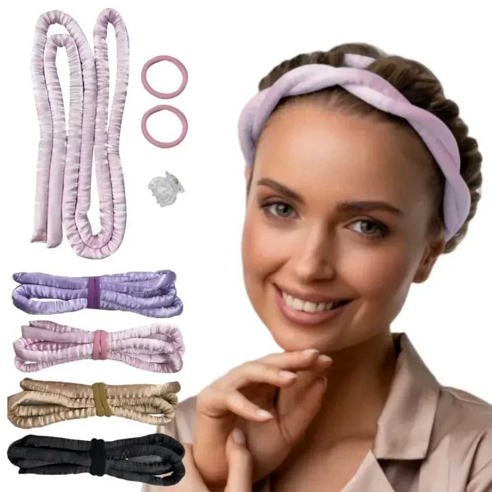 No heat roll curved rod headband soft curling iron no heat roll lazy silk curling sleep headband tie hairstyle tool W250113