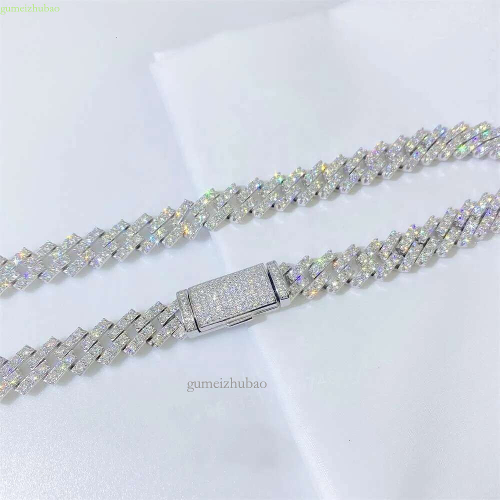 Bussdown Thick 8mm 10mm 13mm Solid Sier Iced Out Vvs Moissanite Chain Cuban k Bracelet
