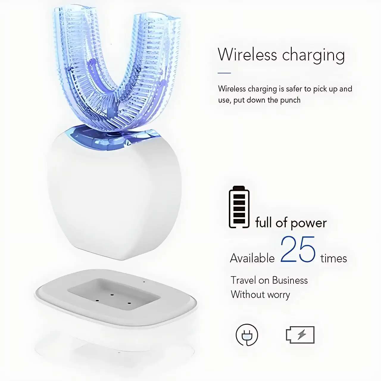 Toothbrush,U Shape Ultrasonic Cleaner Teeth Whitening Lamp 360 Adult Electric Automatic Toothbrush
