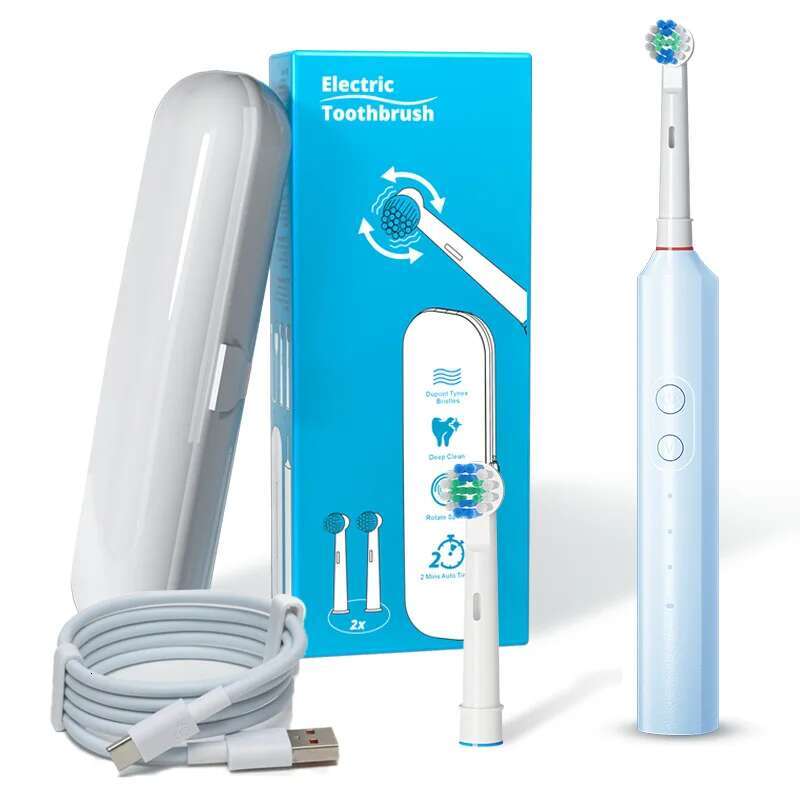 Rotating Electric Toothbrush with Full Body Waterproofing Valentine's Day Gift Type-C Charging Soft Bristle Brush Head 2025 New