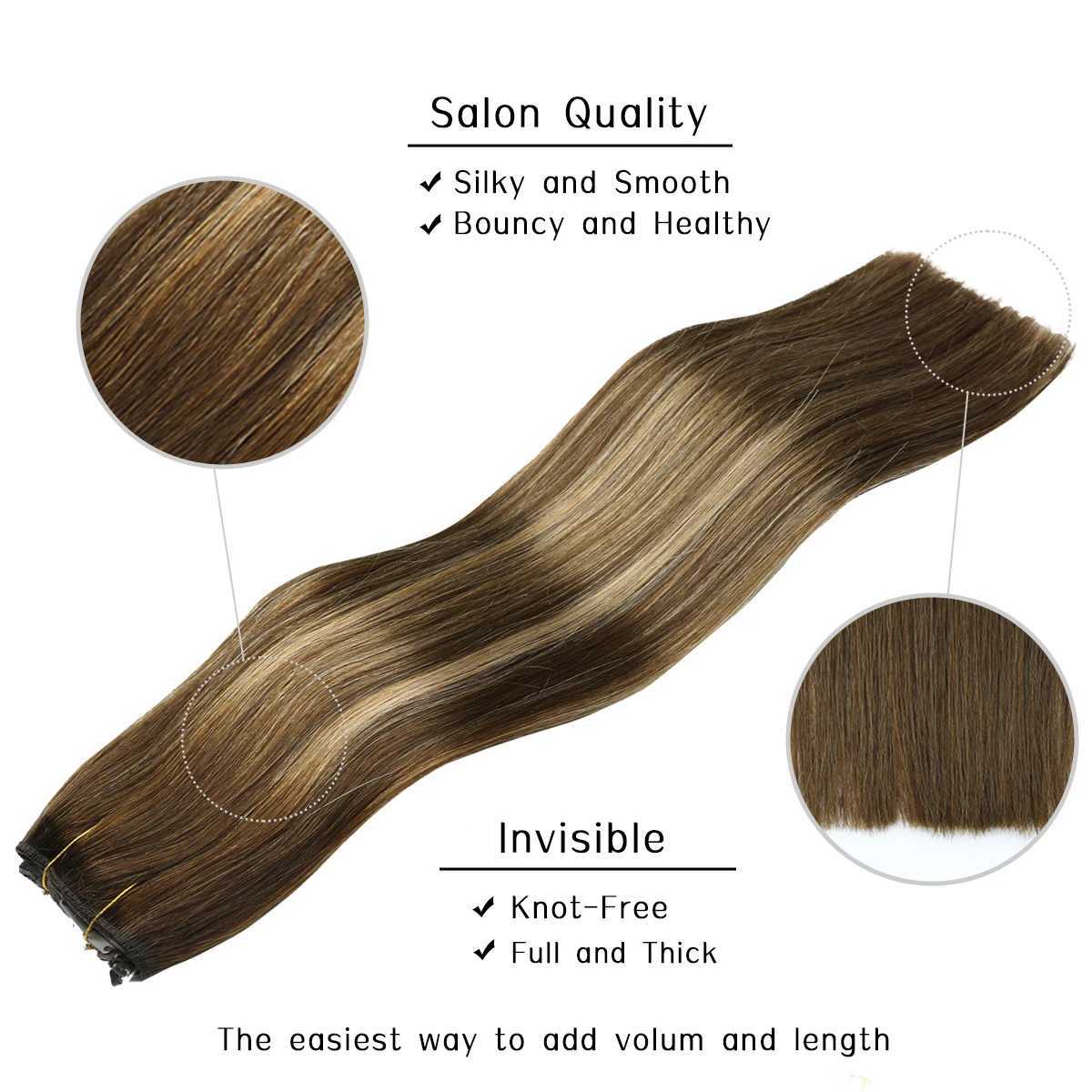 (New) VINBAO Halo Hair Extensions Real Human Hair Secret Wire Hair Extensions for Women W250113