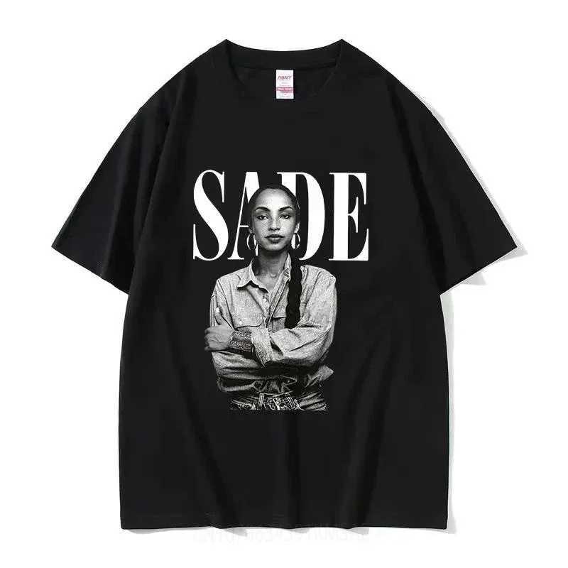 90s Singer S-Sade Print Graphic T Shirt Men Women Hip Hop Vintage Short Sleeve T-shirts Cotton Oversized T-shirt Streetwear X2501139