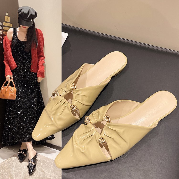 NEW hot Women Slippers Flat Bottom Pointed Toe Fashion Design Slip-on Versatile Triple Black Green Free shipping