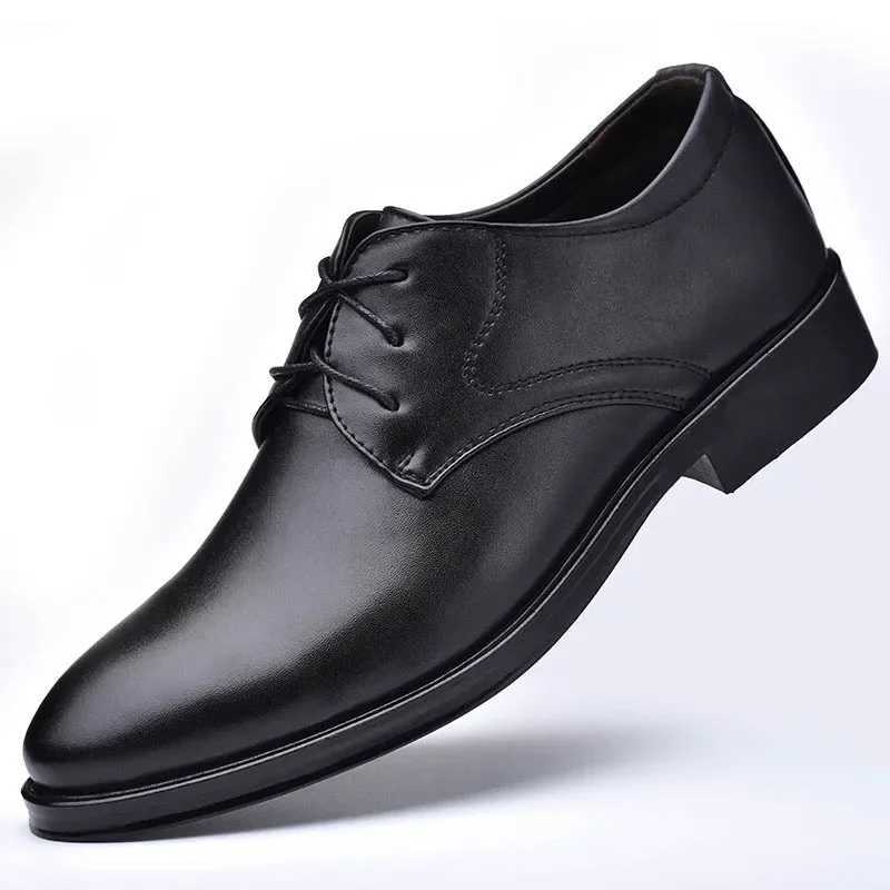 Customizable New Hot Selling Man Formal Black Leather Shoes Men Lace Up Oxfords Male Wedding Party Office Business Casual ShoeXJ250113