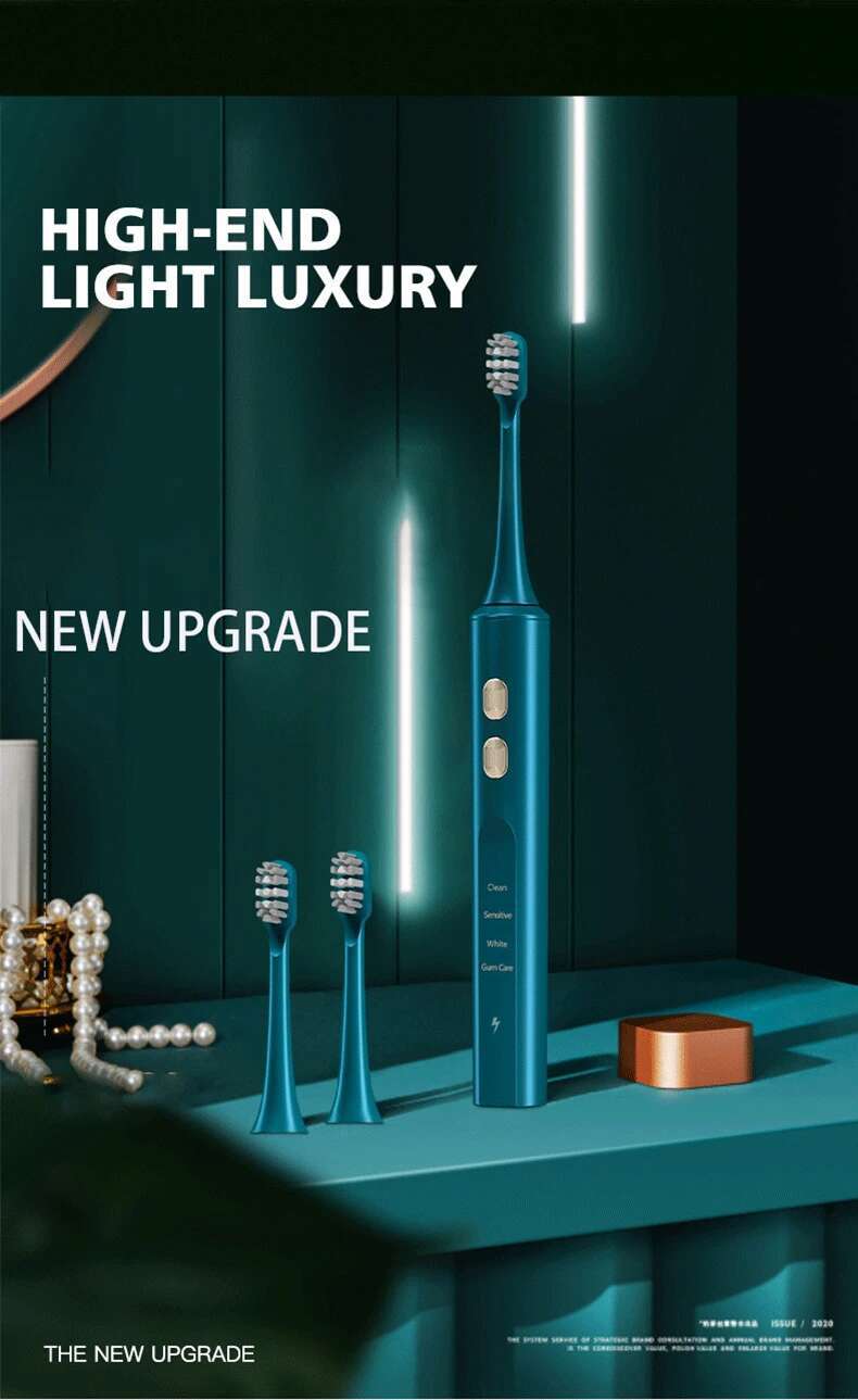 Smart Electric ultrasonic Toothbrush 4 Cleaning Modes High Frequency IPX7 Waterproof Wirelesss Charging Base DuPont Brush Head