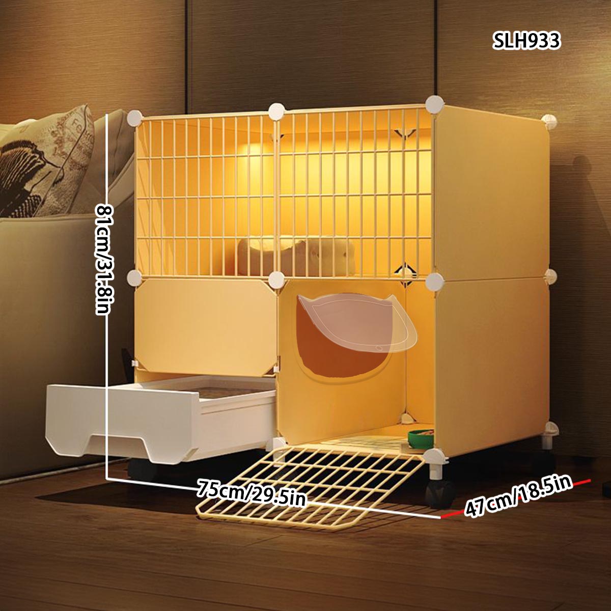 Indoor Winter Warmer Cat Home with Built-in Litter Box - Compact Pet Enclosure for Small Spaces