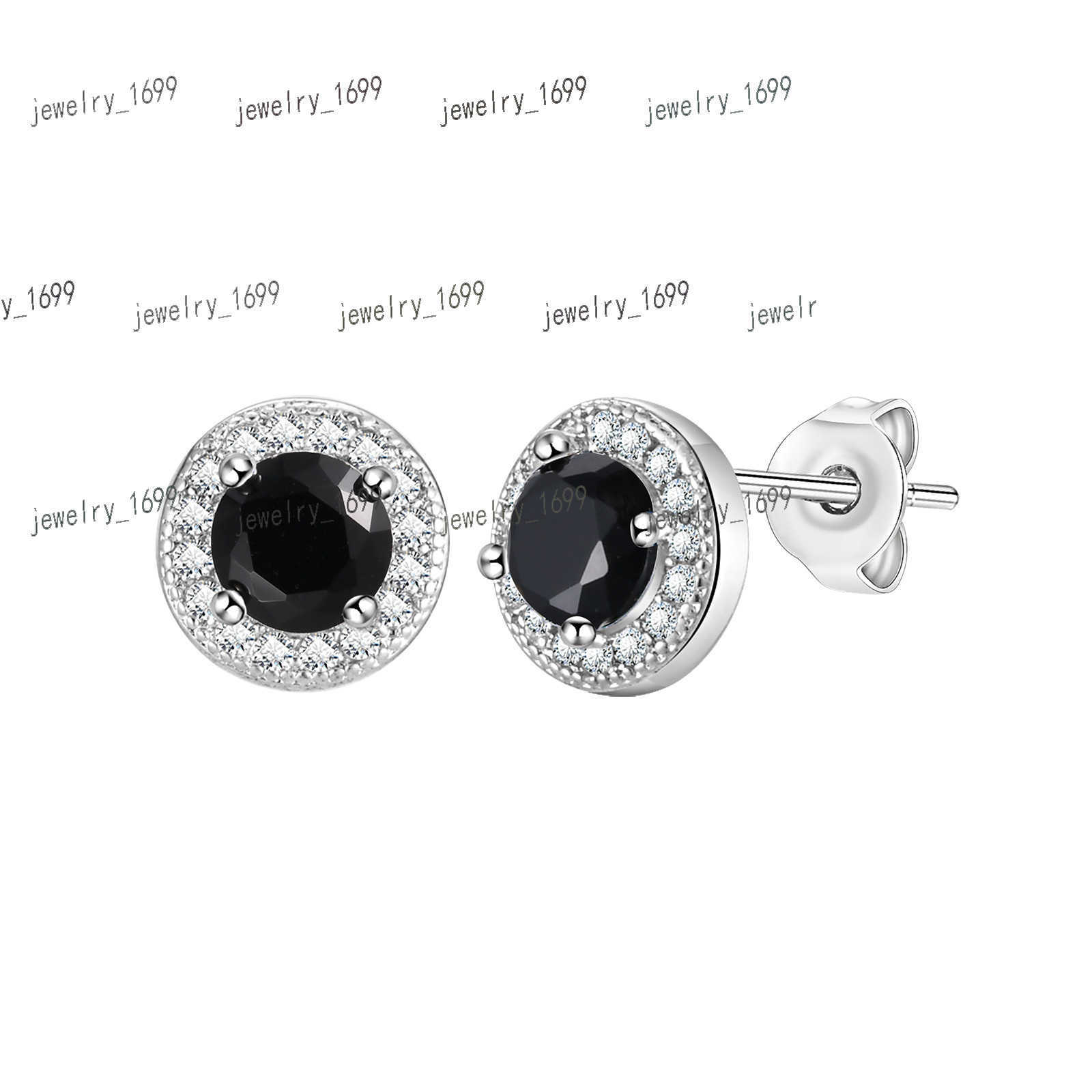 Vnox Wholesale Earrings Fashion Stud Earrings Men Jewelry Steel Color Copper Black Zirconia Round Fashion Stud Earrings