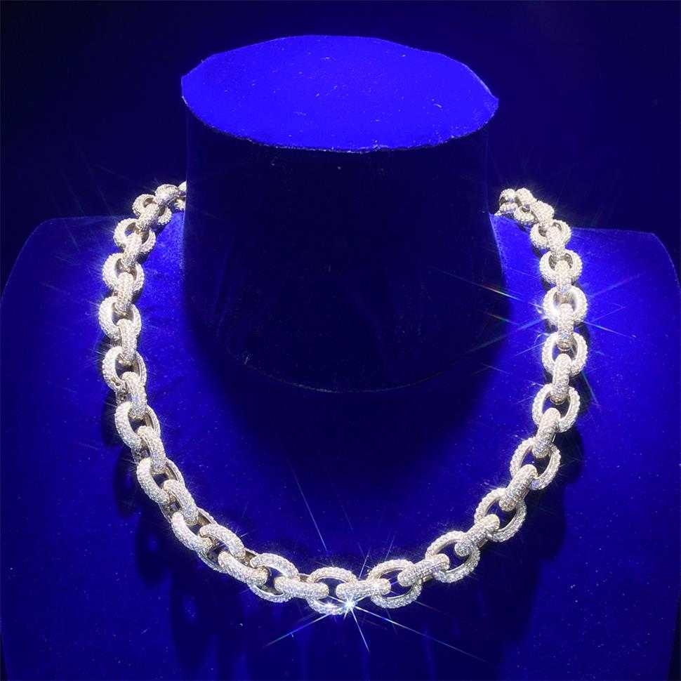 Fashion Hip Hop Iced Out Moissanite pendant necklace VVS Diamond 14k Gold Plated Moissanite Rolo Chain Necklace