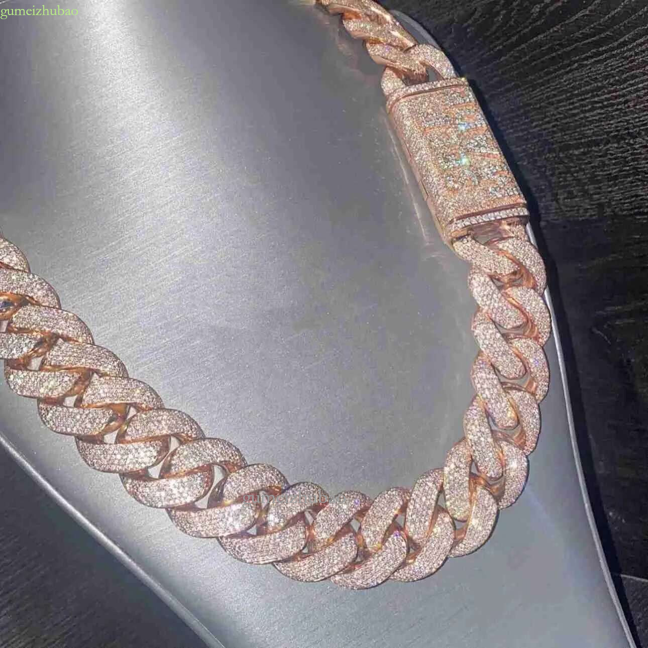 designer jewelry moissanite Pendant Necklaces Jewelry Hip Hop Rose Gold Custom Made Name Clasp Miami VVS Moissanite Dia cuban k iced out chain