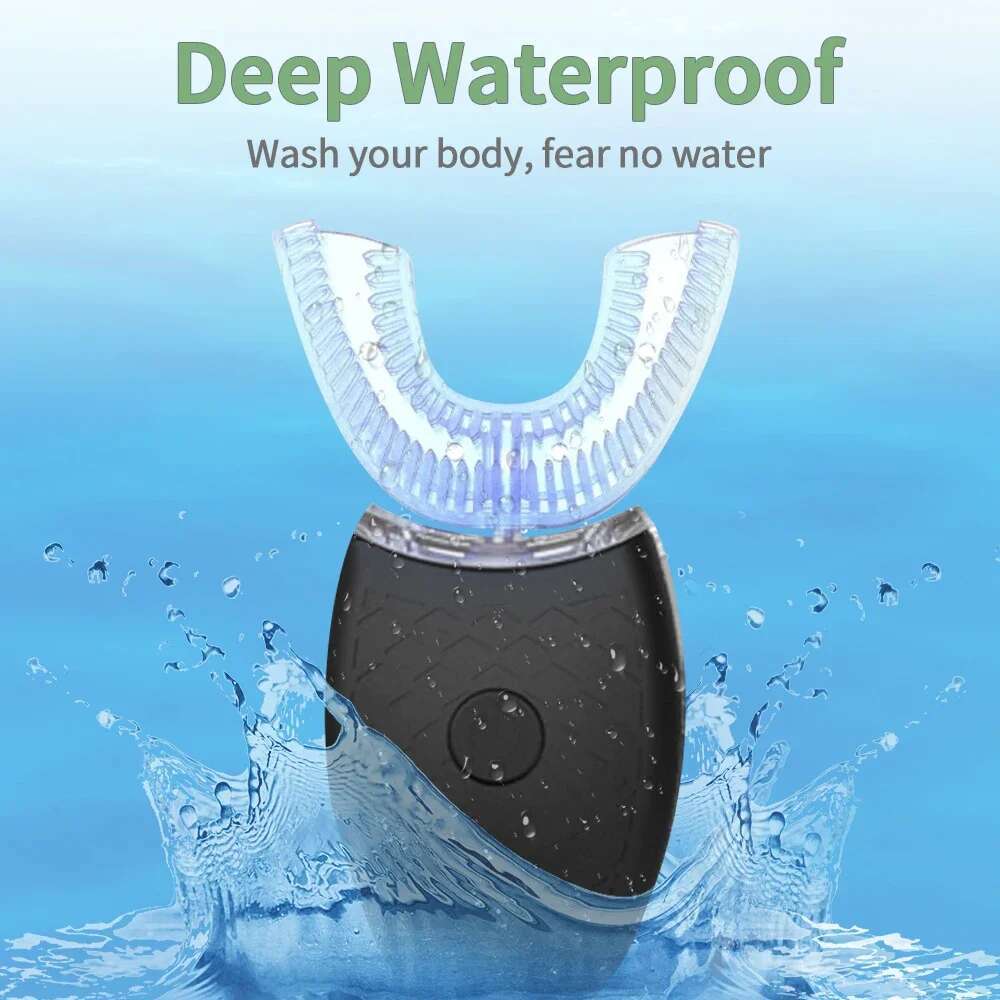 360 Degrees Intelligent Automatic Sonic Electric Toothbrush U Type 4 Modes Brush USB Charging Tooth Whitening Blue Light