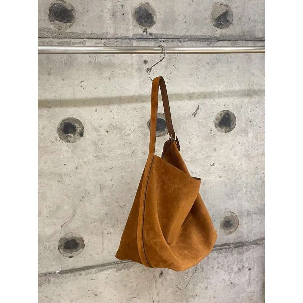 Women Vintage Large Capacity Design Cowskin Genuine Leather Singe Shoulder Bag Haruku Casual Totes Handbag Ladies Bucket Bags