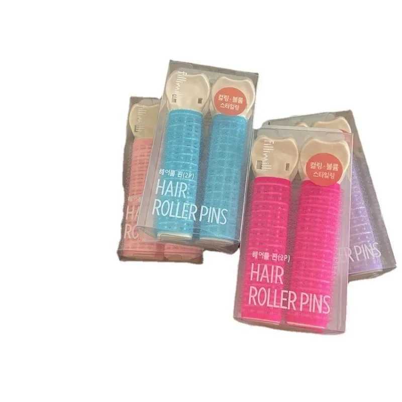 2 pieces of natural hair roots fluffy and lazy top curling iron hair clip curling bucket curling tool W250113