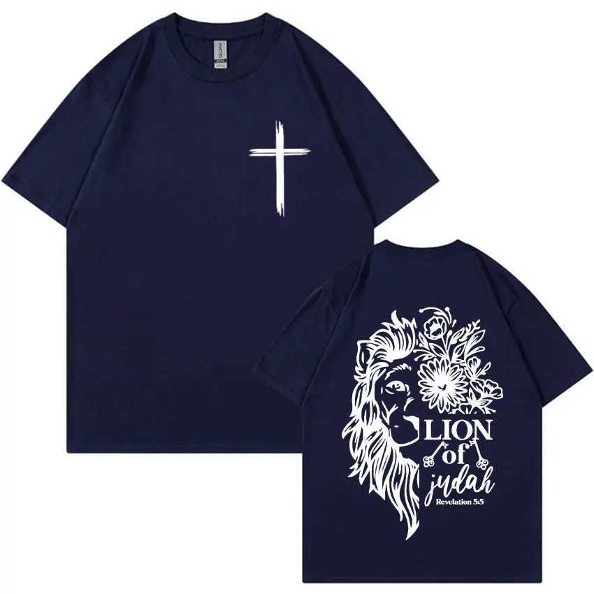 Jesus Lion of Judah Print T-shirt for Men Women Aesthetic Christian Clothing T Shirts Fashion Oversized 100% Cotton T Shirt Tops X250113